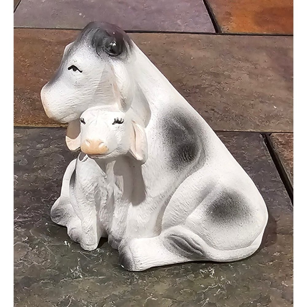 Painted Ceramic Bisque COWS Mom and Baby